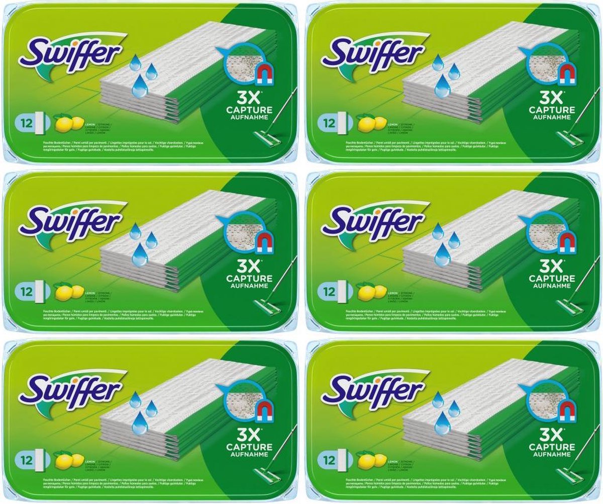 Swiffer Vochtige Vloerdoekjes - 6 x 12 (72) doekjes - Voordeelverpakking