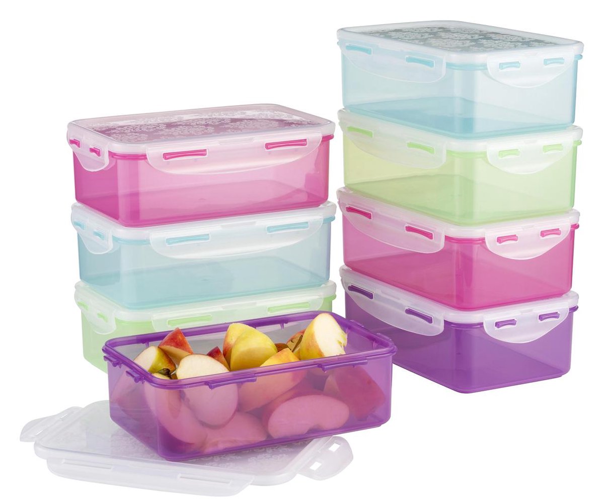 Lock&Lock Vershoudbakjes - Set van 8 Stuks - Multicolor - Met dessin deksel