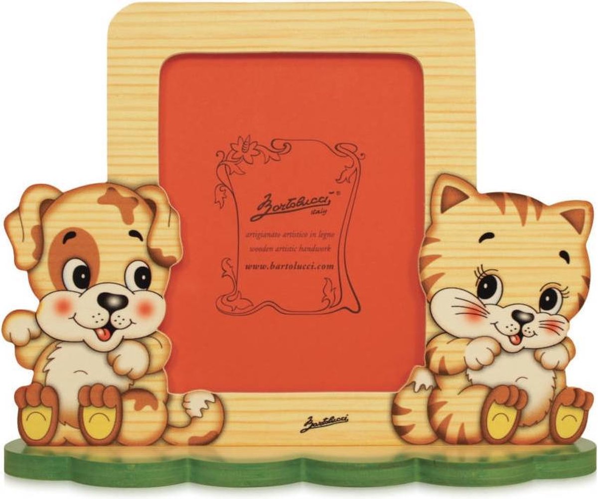 Fotolijstje hout hond & poes 24 x 19 cm  | Bartolucci