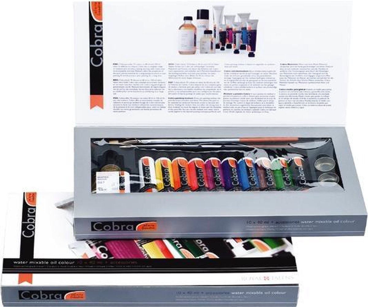 Cobra Artist olieverf 10 tubes 40ml met accessoires - oplosmiddelvrij - watervermengbaar