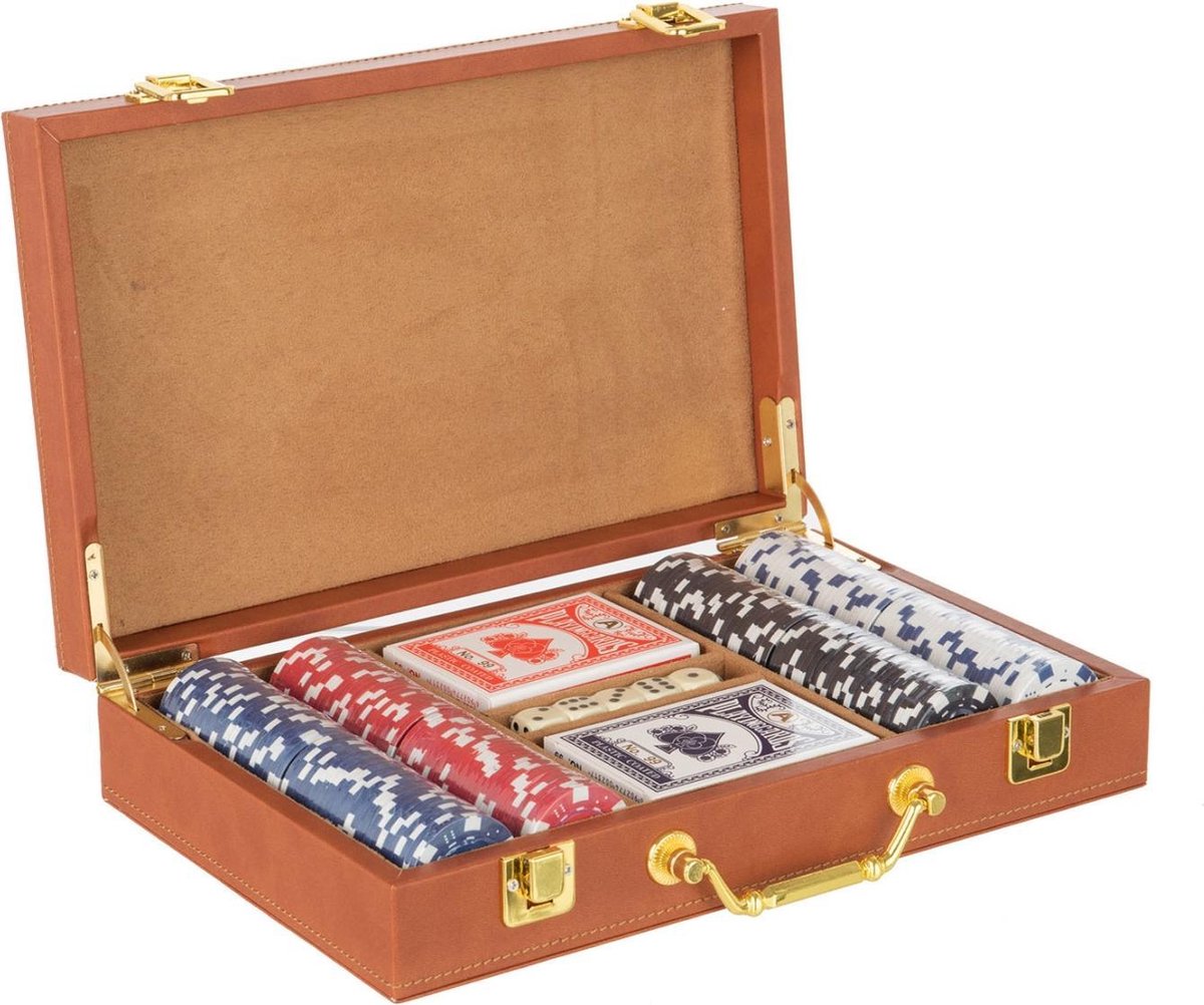 J-Line Koffer Poker 200Chips Pu Cognac