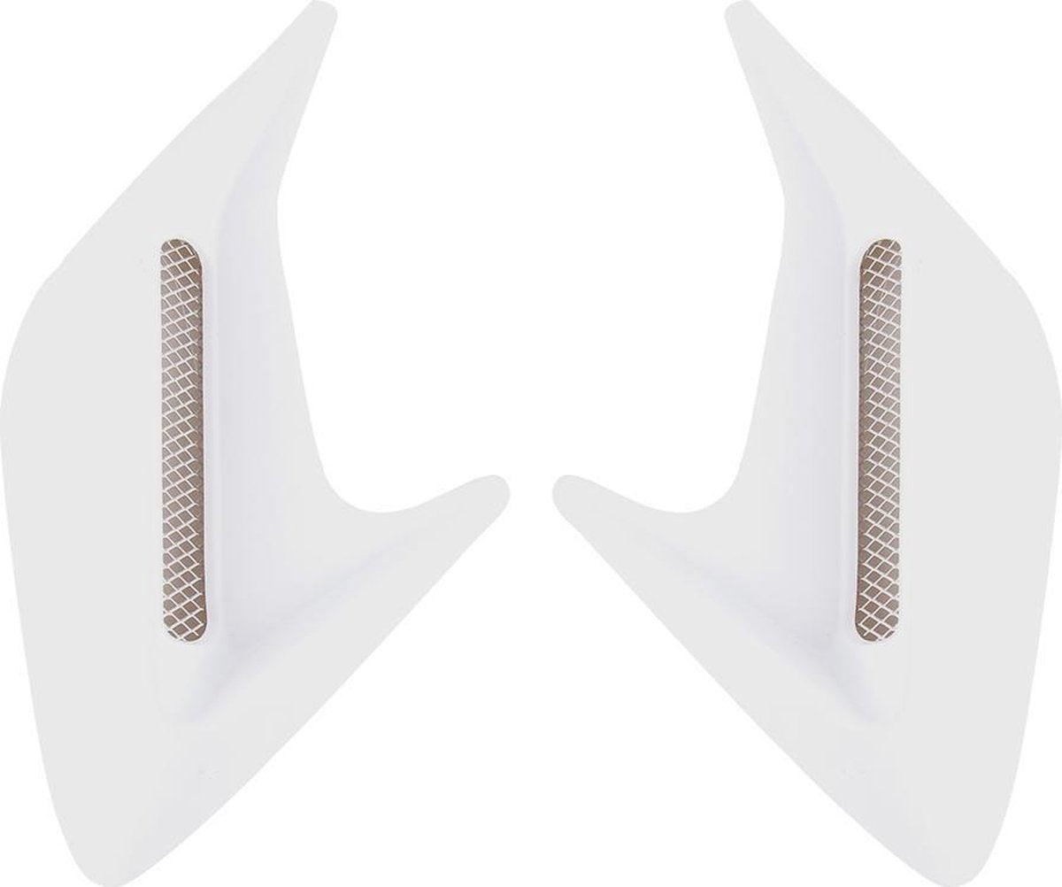 2 STKS Plastic Decoratieve Luchtstroom Intake Turbo Motorkap Hood Side Vent Grille Cover Met zelfklevende Sticker (Wit)