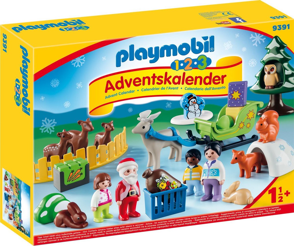 PLAYMOBIL 1.2.3 Adventskalender Kerstmis in het dierenbos - 9391