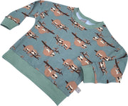 tinymoon Unisex Sweater – model batwing – Lazy Luiaard – Dusty Mint – Maat 98/104