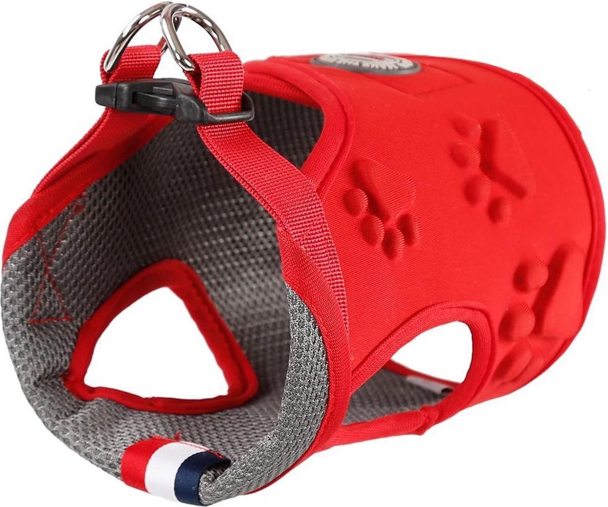 Easy ON/OF - STEP IN - harnas voor honden uit ademende stof - XL - ROOD