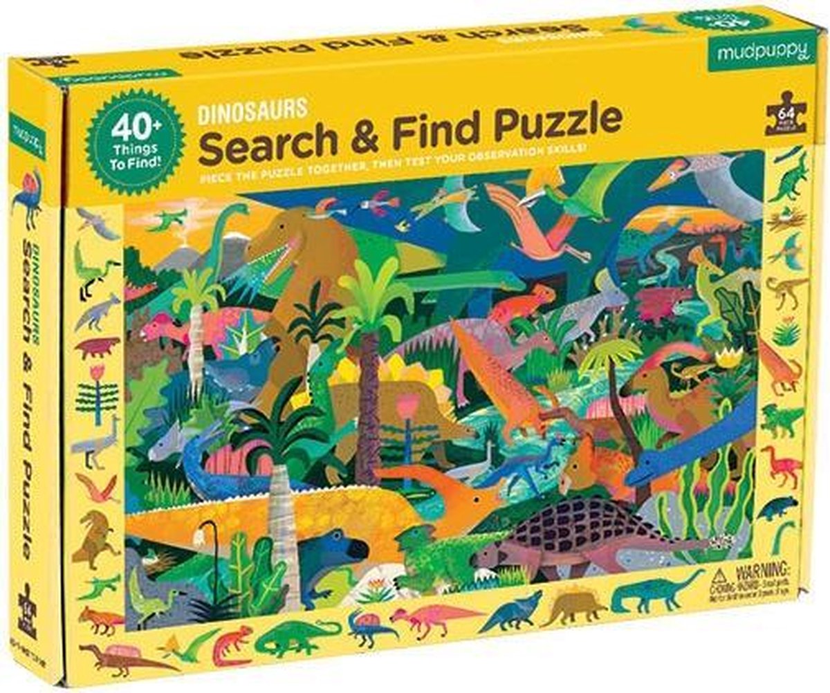 Mudpuppy zoek en vind puzzel zoekpuzzel - Dinosaurus - 64pcs