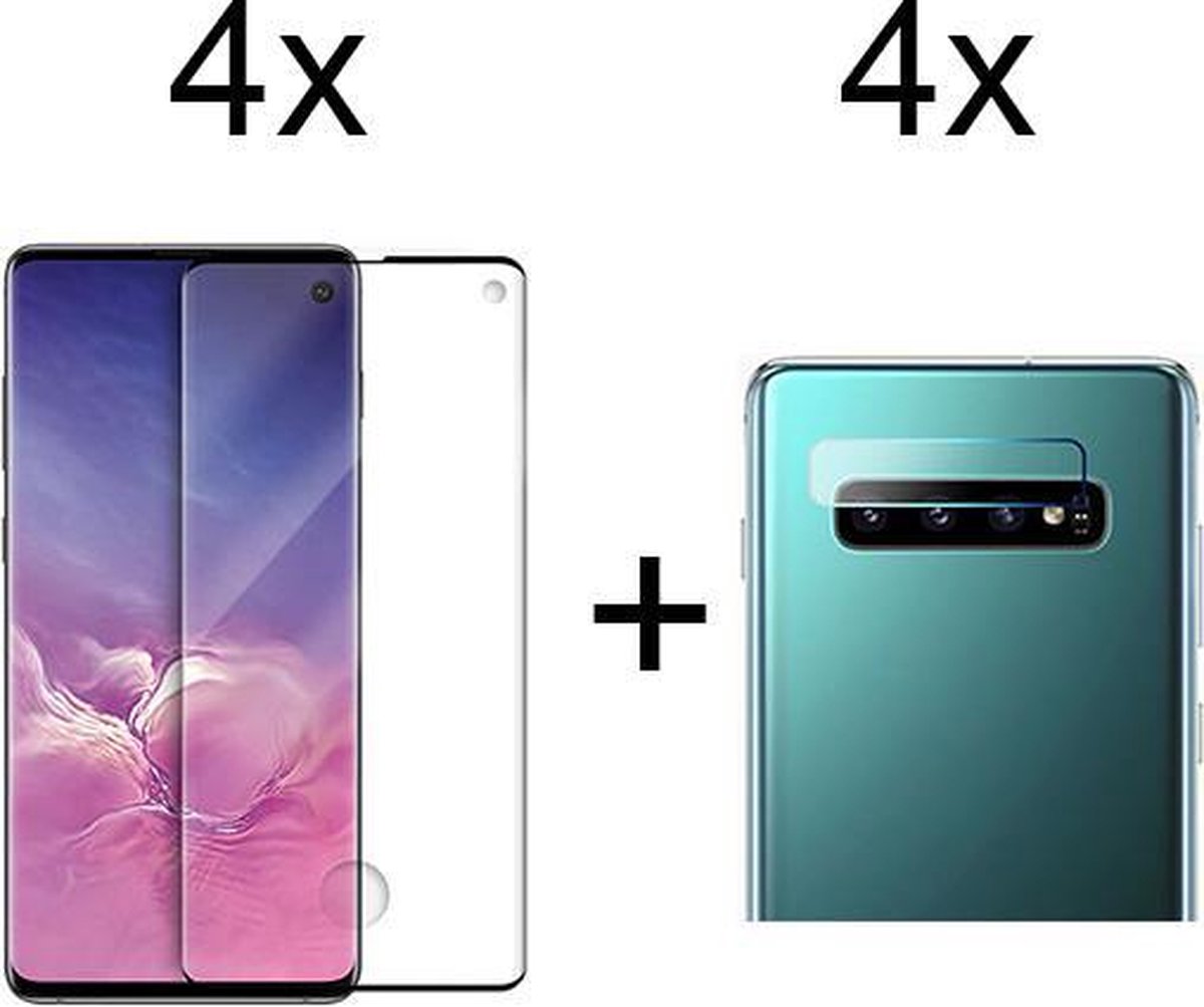 Beschermglas Samsung S10 Screenprotector Full 4 stuks - Samsung Galaxy S10 Screenprotector - Samsung S10 Screen Protector Camera - 4 stuks