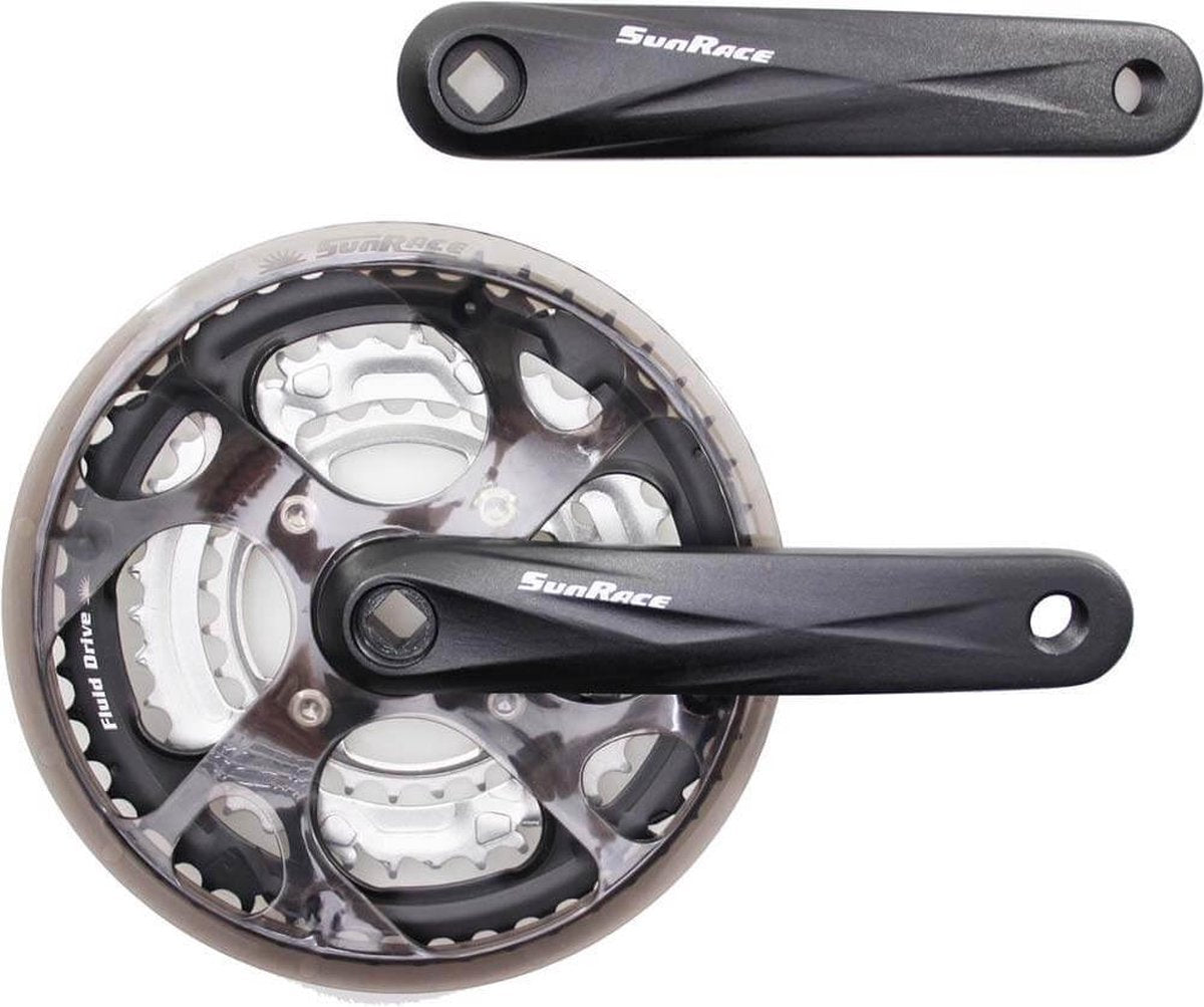 Crankstel Sunrace  FCM300 48-38-28T / 170mm - vierkante as (zwart)