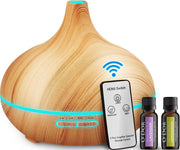 O'dor® Aroma Diffuser - Afstandsbediening - met Extra Lavendel + Lemongrass Etherische Olie -  Hout Look