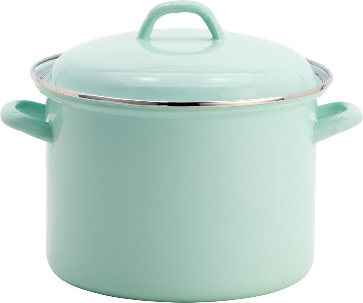 Lite-Body Soeppan / Stamppotpan met deksel -  Ø 22 cm/ 6ltr - Emaille - Mintgroen