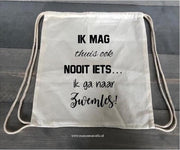 Rugtasje Ik mag thuis ook nooit iets ik ga naar zwemles