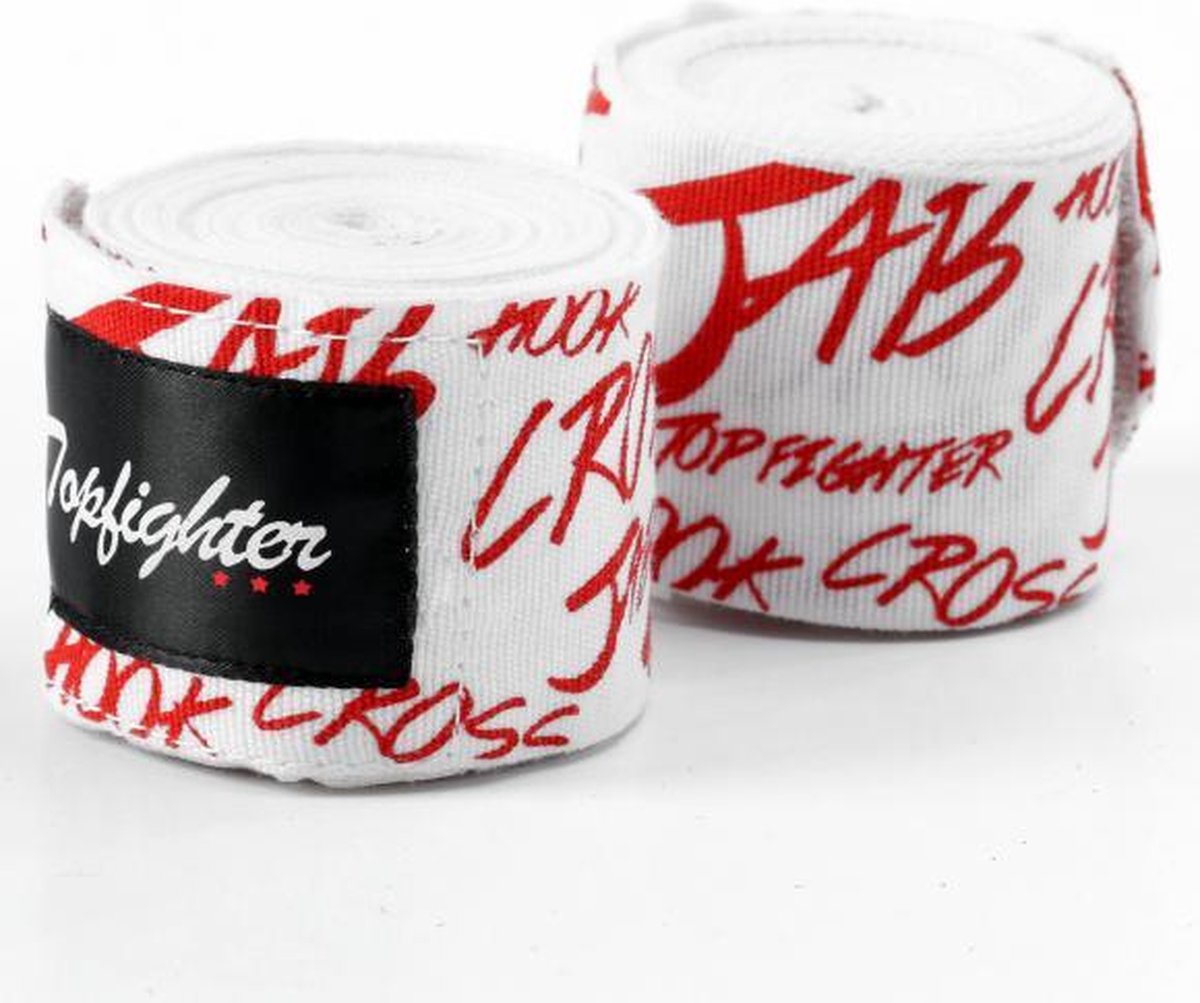 Topfighter Mexican Bandages Jab Cross Hook Wit 450cm