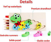 3D Houten Puzzel Dieren – 3 x Ontwerpen Konijn + Giraffe + Slang – Educatief Montessori Speelgoed – Voorschoolse Speelgoed – Verjaardagsfeestje Cadeaus – Peuter en Baby Voorschoolse Leren – Kleurrijk Dieren 3D Puzzel met Nummers
