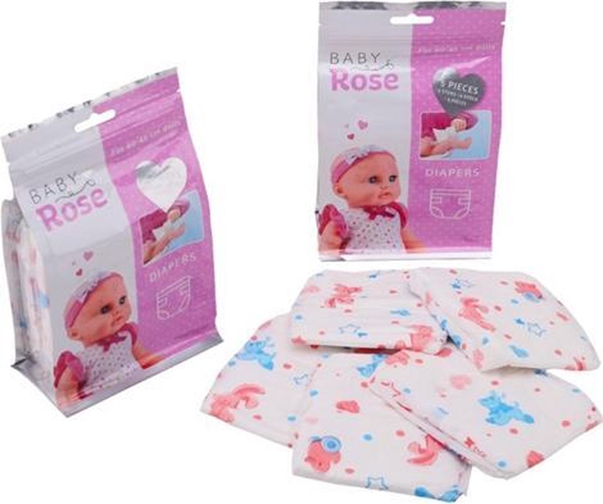 Johntoy Luiers Baby Rose 13 X 20 Cm Katoen Roze/blauw 5-delig