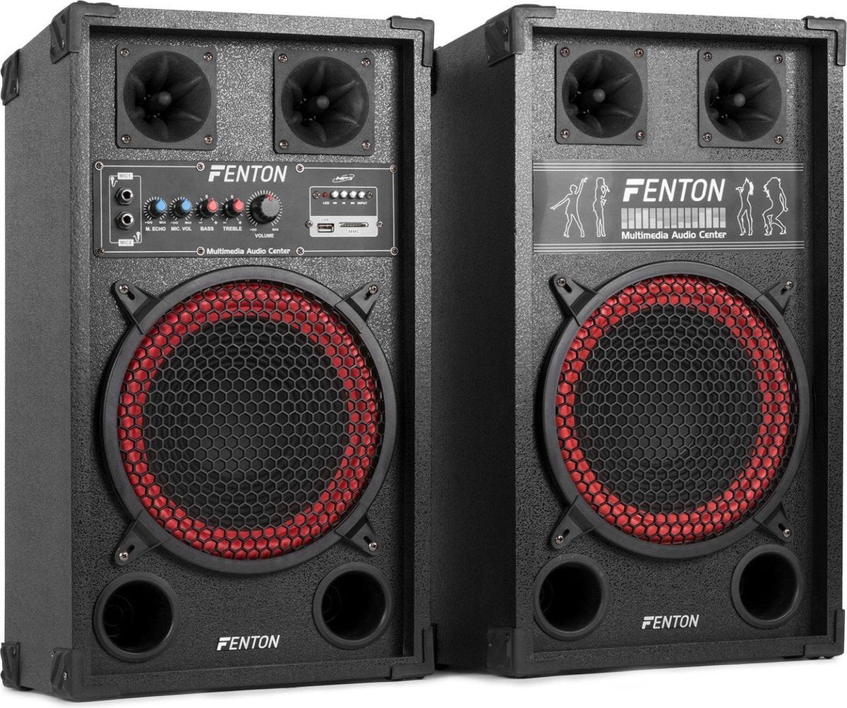 Actieve speakerset - Fenton SPB-10 - 600W actieve speakerset 10 met o.a. Bluetooth - Ook