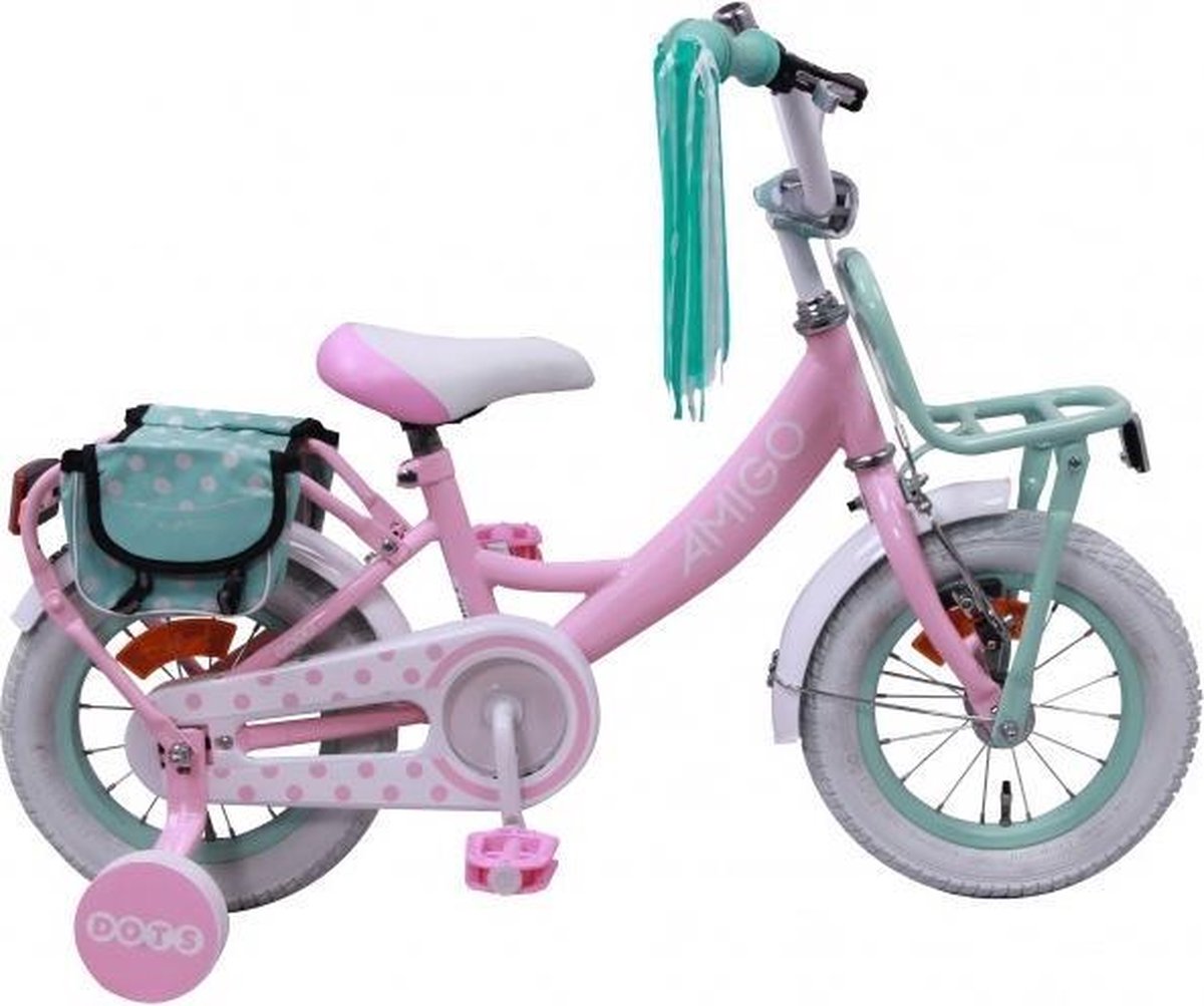 Amigo Dots - Kinderfiets 12 Inch - Meisjes - Roze