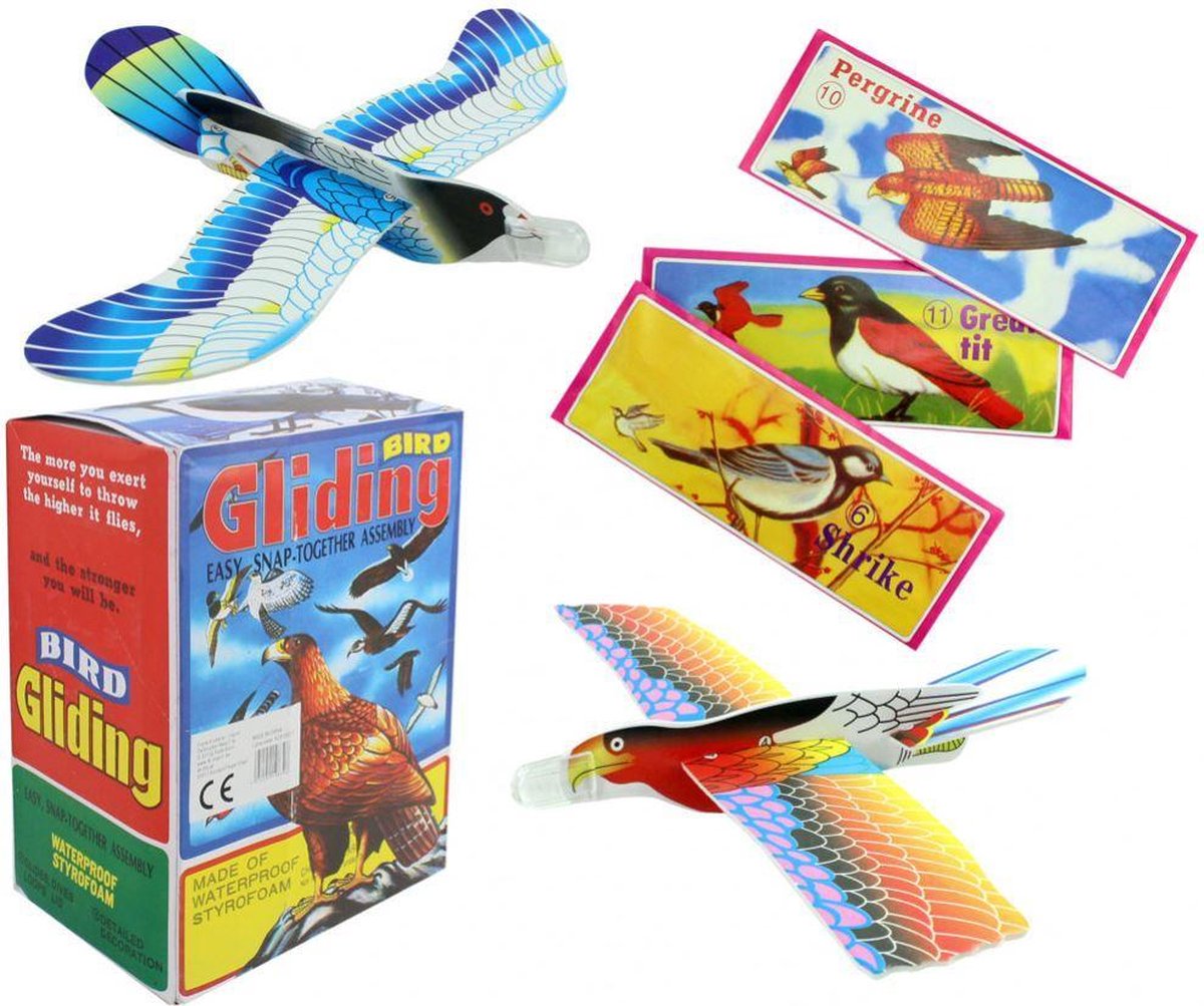 12 stuks piepschuim vliegtuigjes vogels - uitdeelcadeautjes