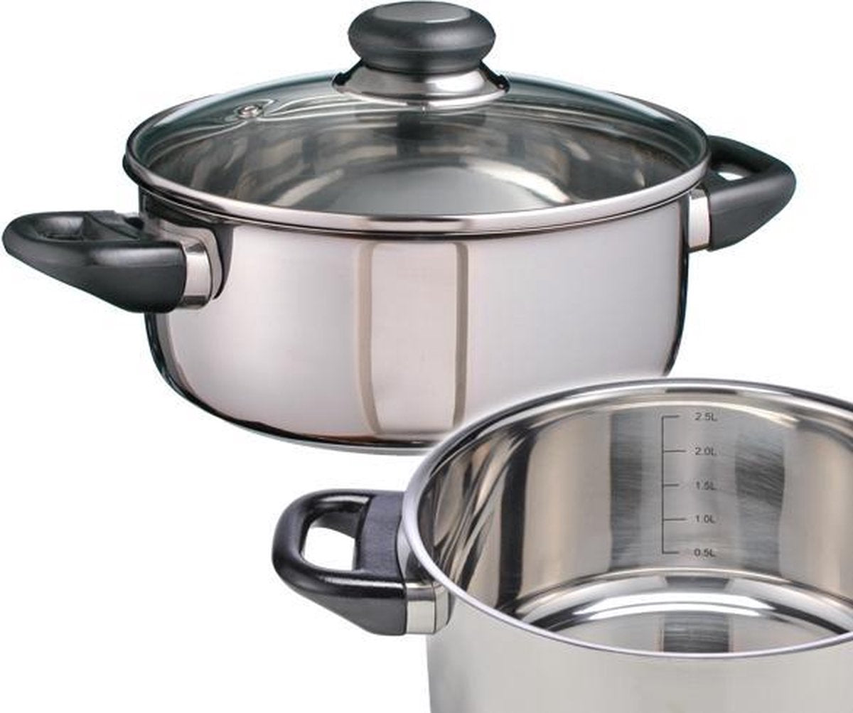 RVS kookpan 20cm met glazen deksel
