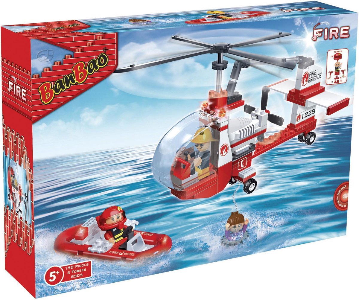 BanBao Brandweer Blus Helikopter - 8305