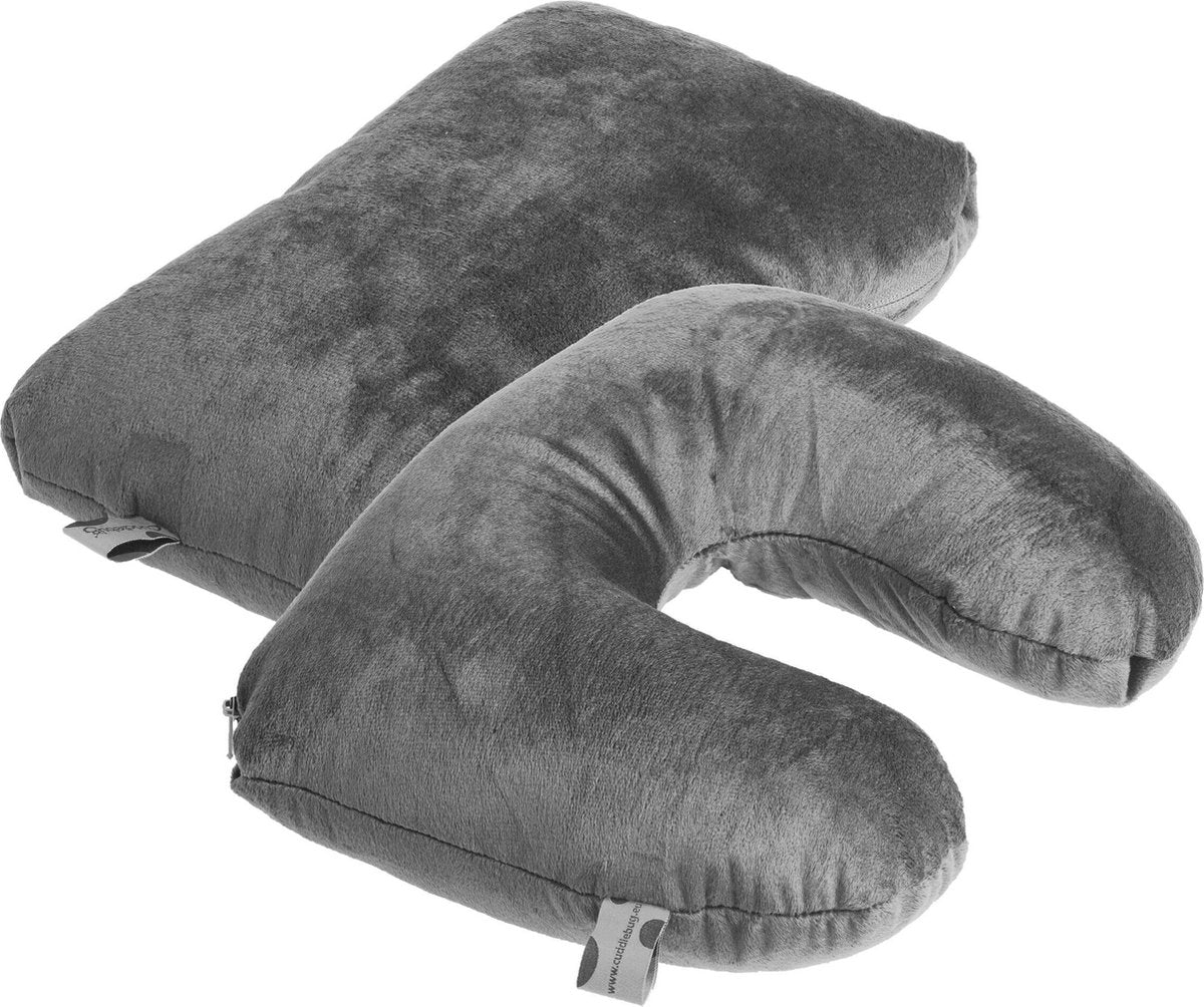 Cuddlebug Reiskussen 2-in-1 Hoofd-/nekkussen 30 Cm Grijs