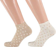 Sarlini Fashion Dames Low Sneakersok Dots beige/creme | 2-Pack | Maat 36-41