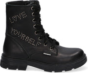 Braqeez 421715-589 Meisjes Biker Boots - Zwart - Leer - Veters