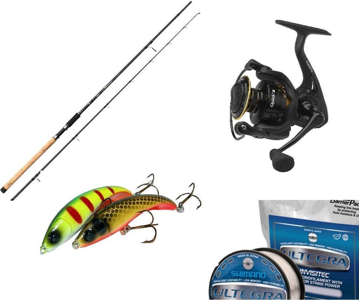 Spinhengelset extra Zwaar - Mikado Nihonto 2.40m 80-150g Hengel - Dam Quick 3 6000fd Molen - Nylon Lijn - 3 x Kunstaas