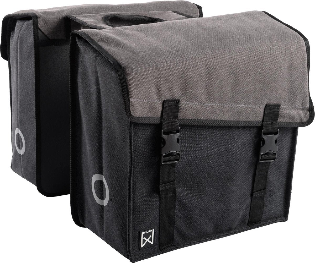 Willex Dubbele Canvas Fietstas 101 - 30 liter - Grijs/Zwart