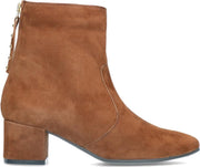 Manfield - Dames - Cognac enkellaarsjes met rits - Maat 39