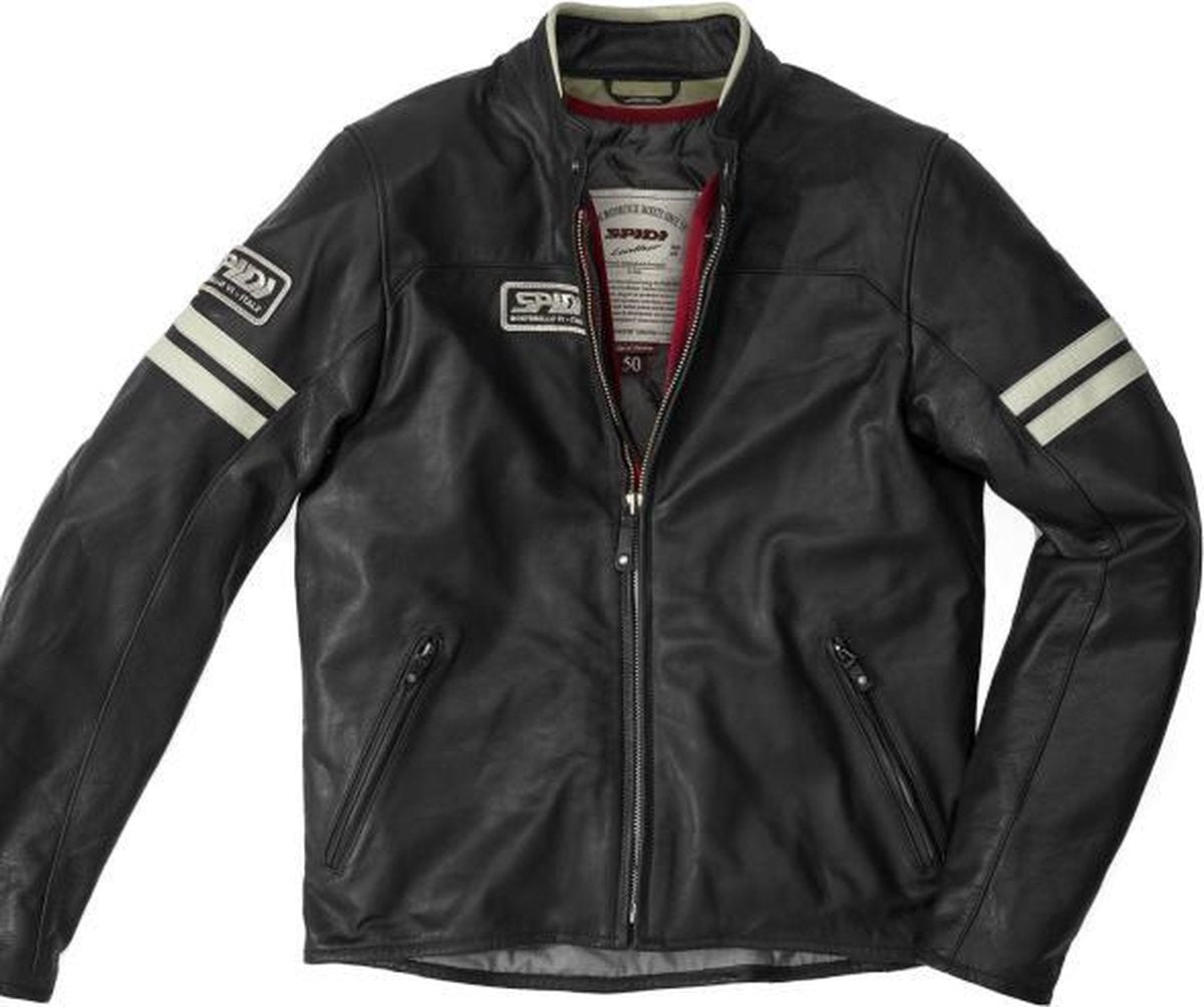 SPIDI VINTAGE ICE BLACK MOTORCYCLE JACKET 48