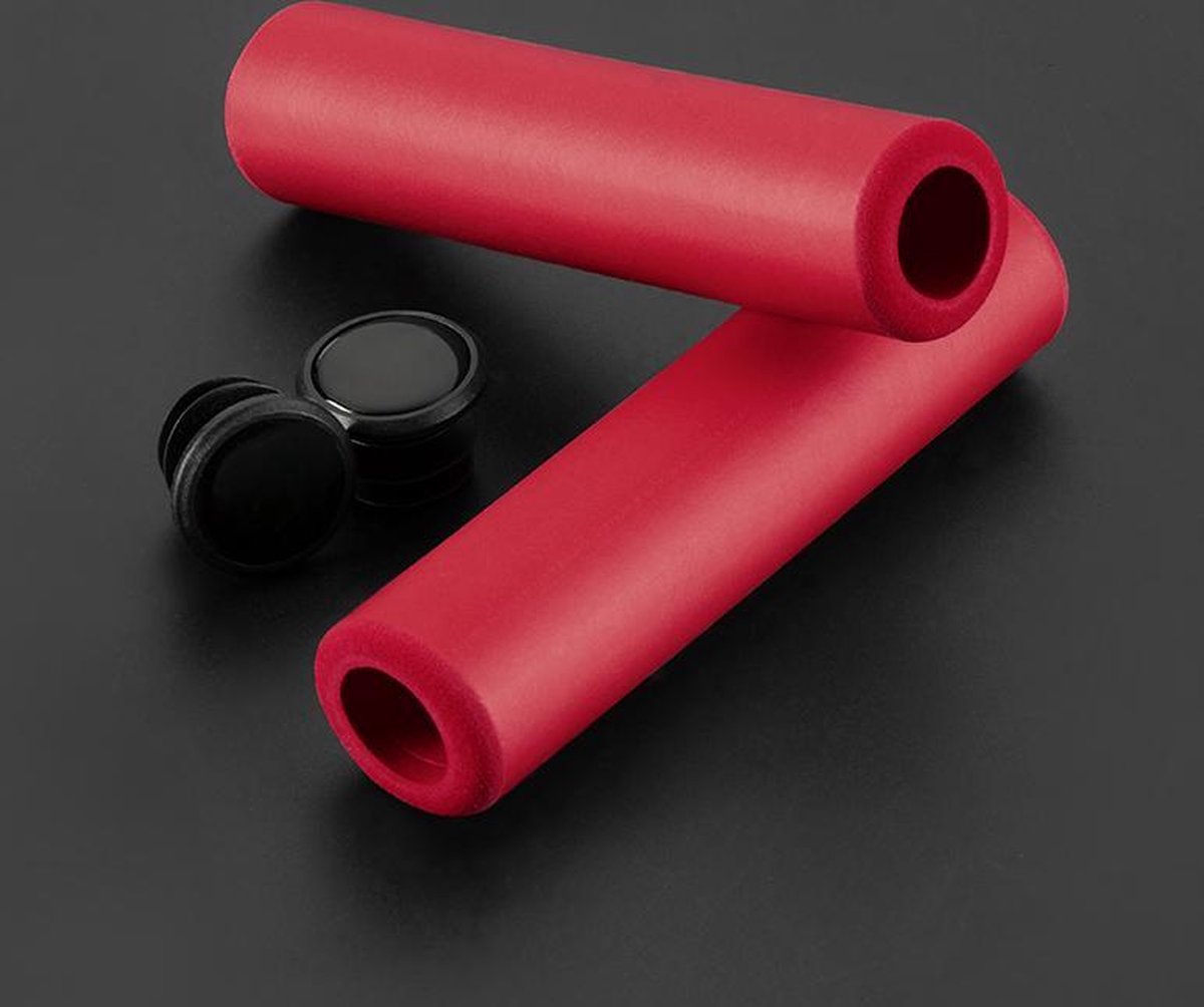 Baymate Fiets Grips MTB Siliconen Spons Handvatten Anti-slip Schokabsorberende Soft Bike Grips Ultraight Fietsen Stuur Red