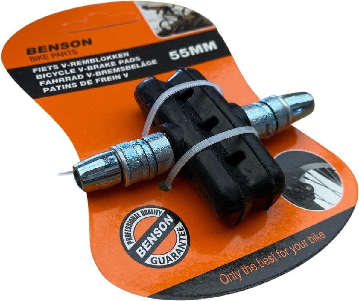 Universele Remblokjes - Remschoen - Rubber - Set 2 Stuks - Fietsen Rubberen Remblok - Remblokkenset - Verstelbaar - V brake - 55mm - Zwart