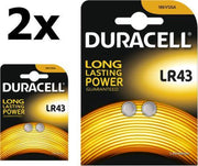4 Stuks (2 Blisters a 2St) - Duracell G12 / LR43 / 186 batterij