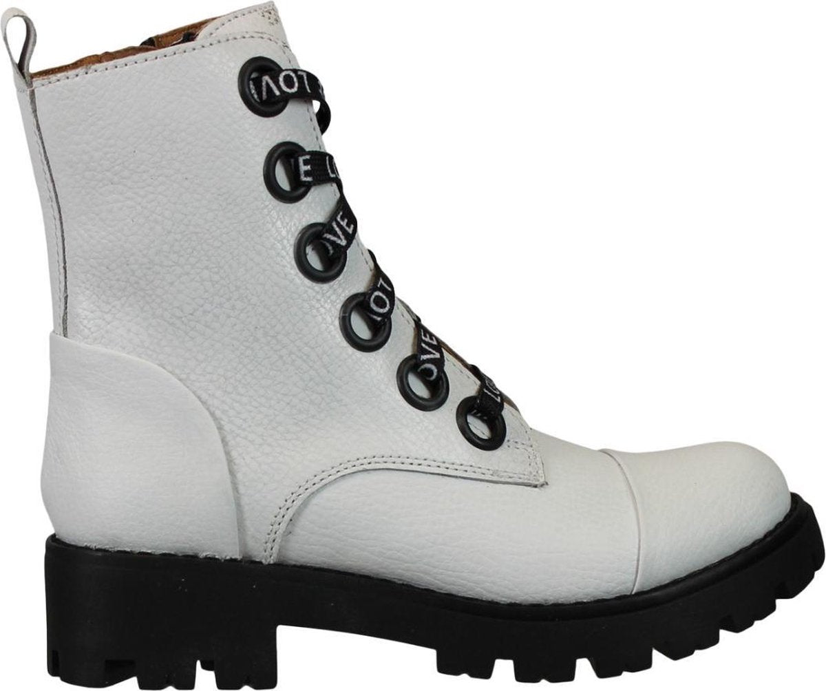 Braqeez Meisjes Veterboots Gwen Gabri - Wit - Maat 36