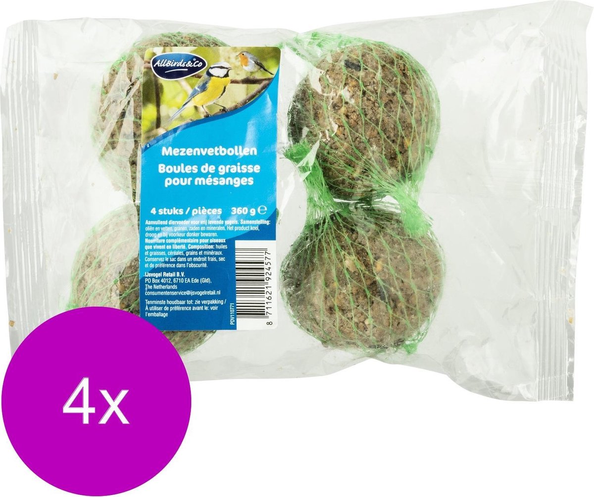 Allbirds&Co Mezenvetbollen A 4 - Voer - 4 x Zaden