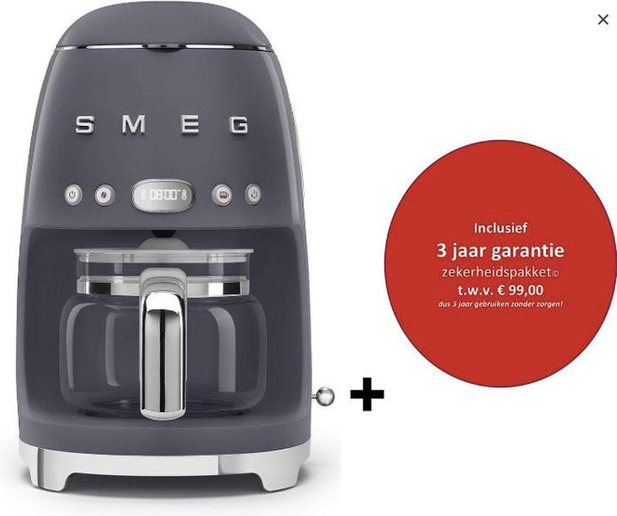 Smeg koffiezetapparaat - Leigrijs + 3 jaar garantie