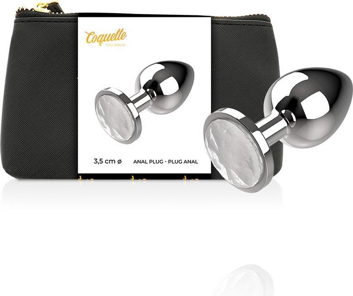 Coquette Anal Plug Metal Clear Color Size M 3.5 X 8cm 