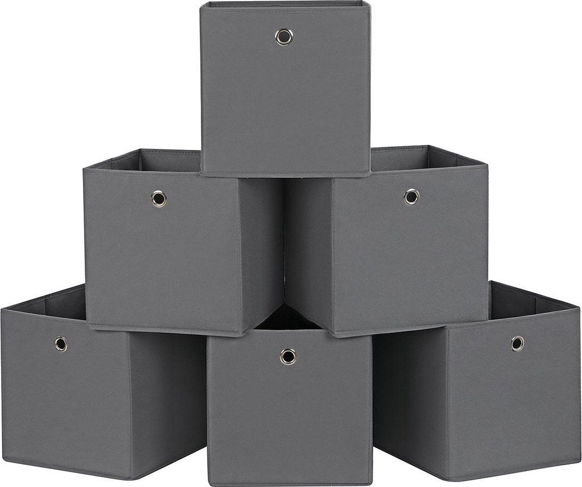 SONGMICS 6-delige opvouwbare opbergdoos Vouwdoos met vingergat 30 x 30 x 30 cm grijs RFB02G-3