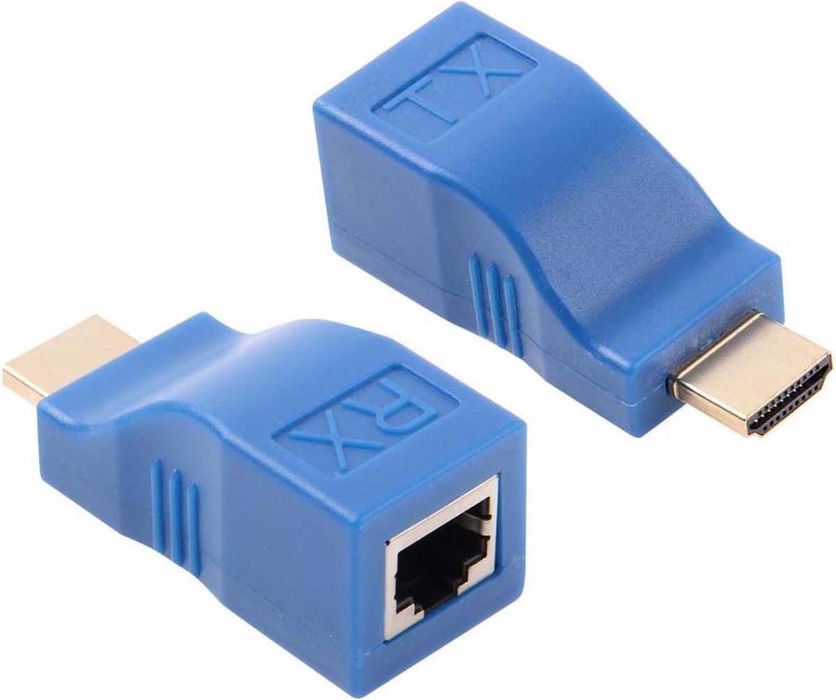 HDMI Male naar RJ45 Extender Adapter Repeater (Receiver + Transmitter) | Cat-5e/6 kabel| Tot 30M