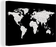 Canvas Schilderijen - Wereldkaart - Wit - Grijs - 180x120 cm - Wanddecoratie XXL