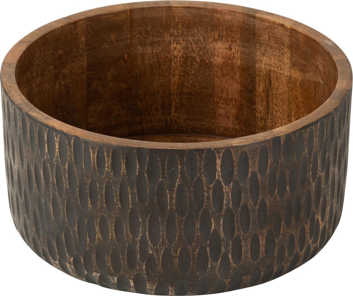 J-Line Kom Mango Hout Bruin/Zwart Extra Large