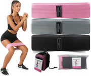 Nixnix - Weerstandsbanden set - 3 stuks- Resistance band fitness - 3 verschillende weerstandsniveaus - Booty band set - Grijs Roze Zwart