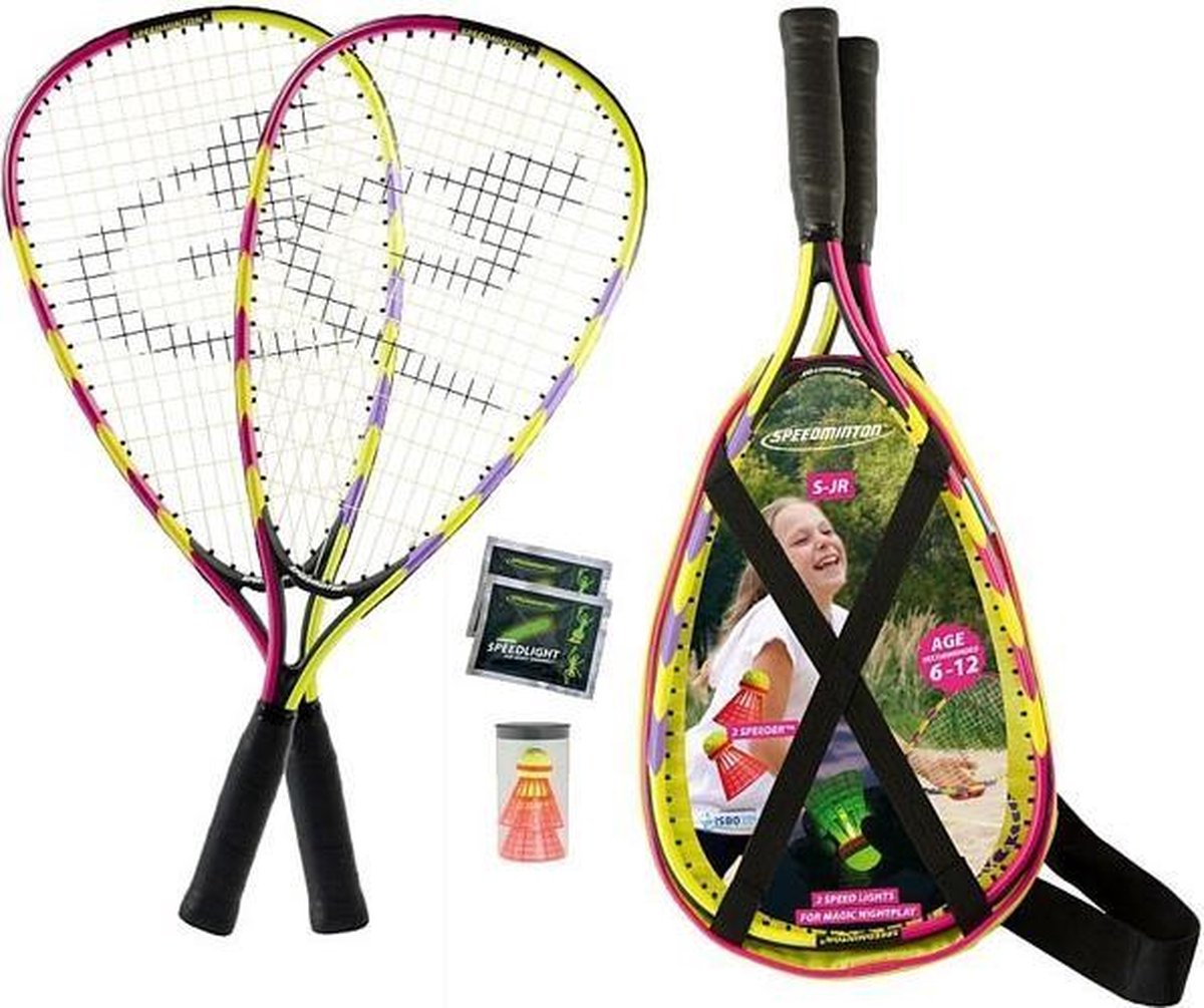 Speedminton Junior set - oranje/rood/lila - crossminton - speedbadminton