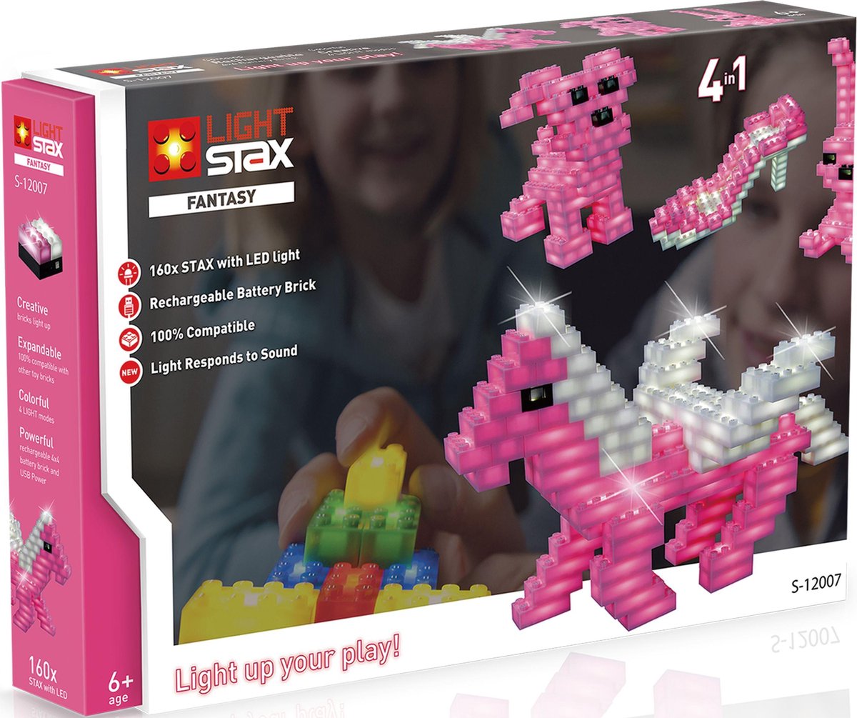 LIGHT STAX S-12007 Fantasy - 4 in 1 - Roze - Bouwset met LED licht