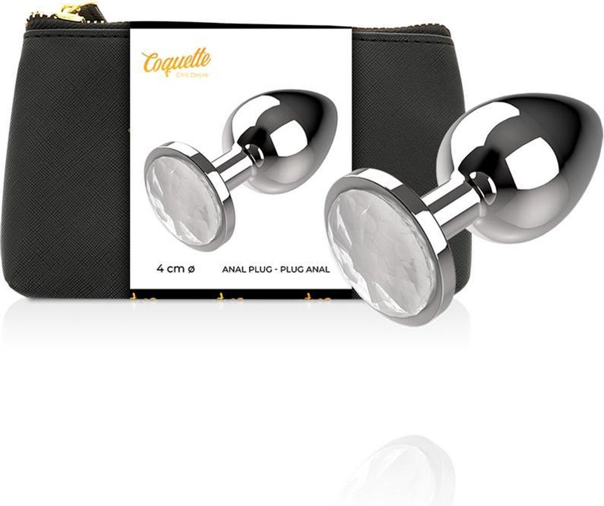 Coquette Anal Plug Metal White  Color Size L 4 X 9cm 
