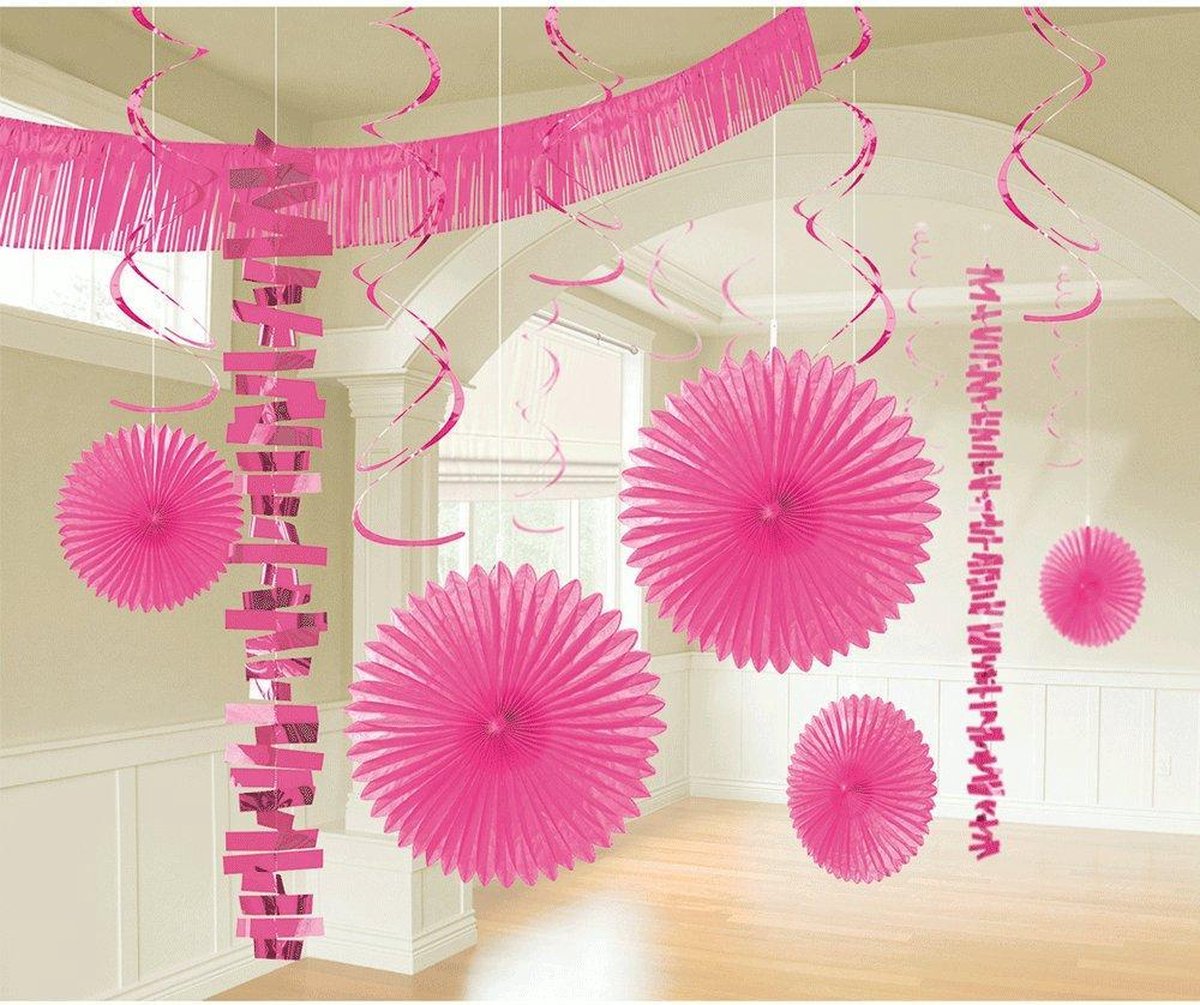 Waaiers Decoratie Kit Roze - 18 stuks