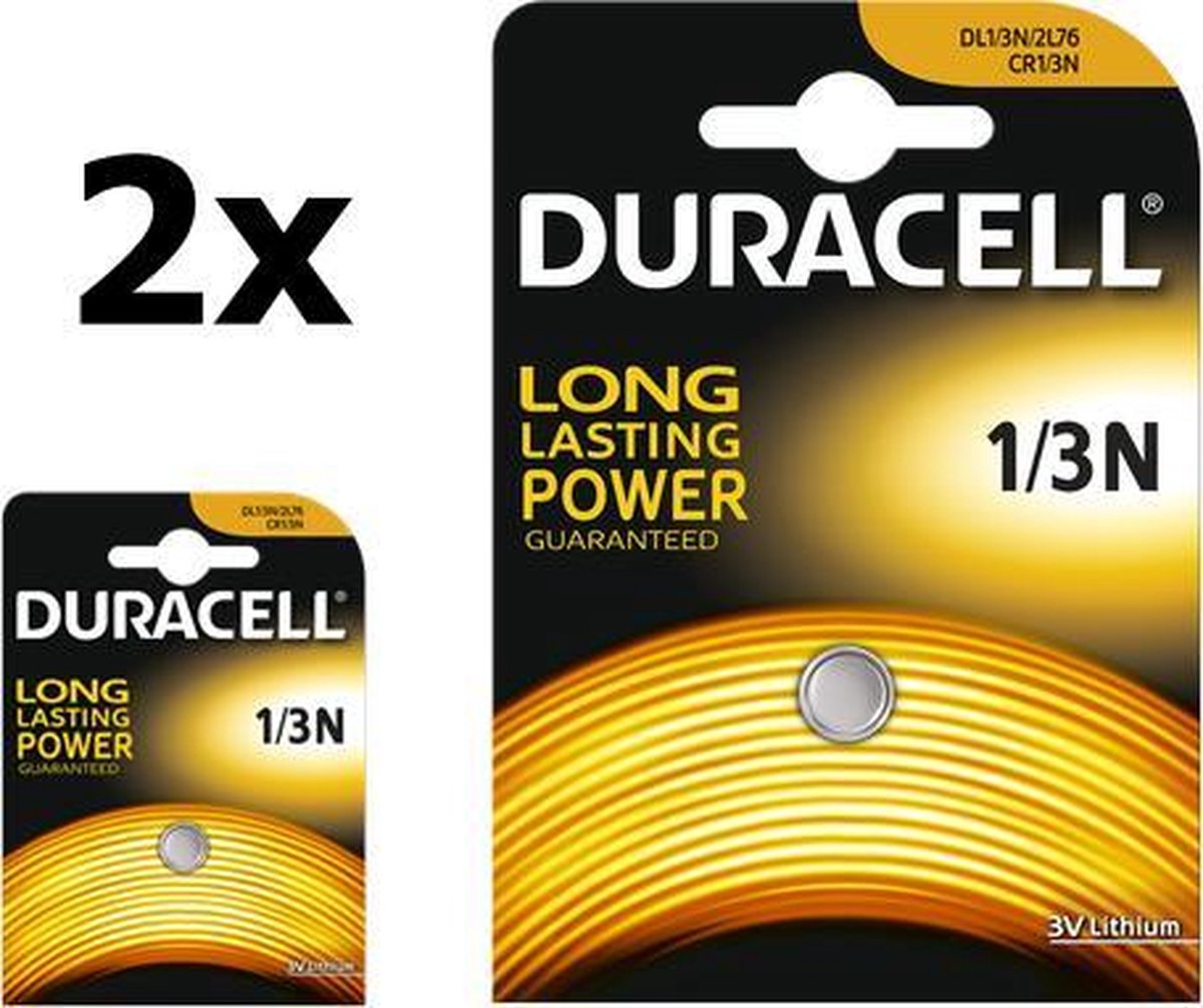 2 Stuks Duracell CR1/3 / 1/3N / 2L76 / DL1/3N / CR11108 / 2LR76 3V lithium knoopcel batterij