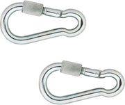 2x stuks karabijnhaak / karabijnhaken met schroefsluiting verzinkt staal 14 cm - snaphooks/ carabiners