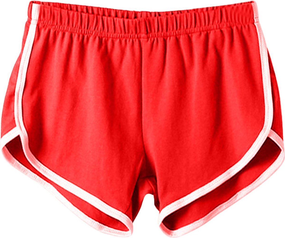 Stijlvolle Dames Sport Broekje / Short | Hardloop / Fitness Broek | Rood - S