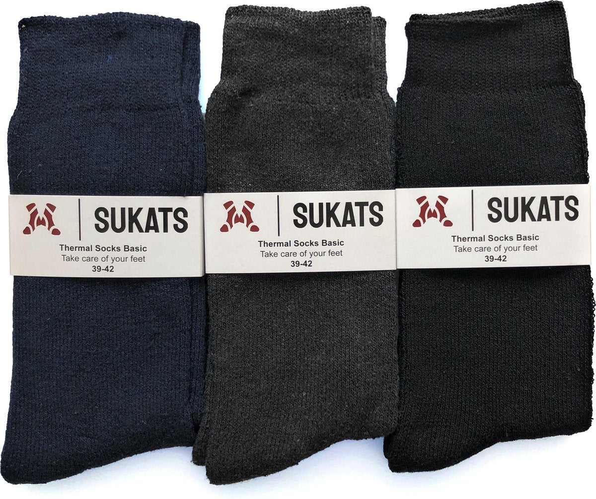 Sukats - Thermosokken - Meerdere Maten - Thermo - Maat 39-42 - 3 Paar - Kleurenmix